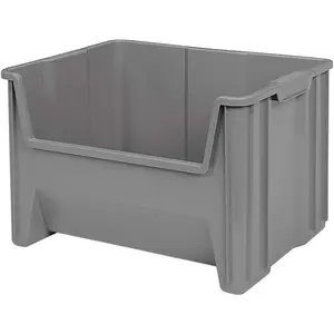 Heavy Duty Stackable Open Front Plastic Storage Container Bin, (15-Inch x 20-Inch x 12-1/2-Inch), Gray, (3-Pack) Boxes Organiser