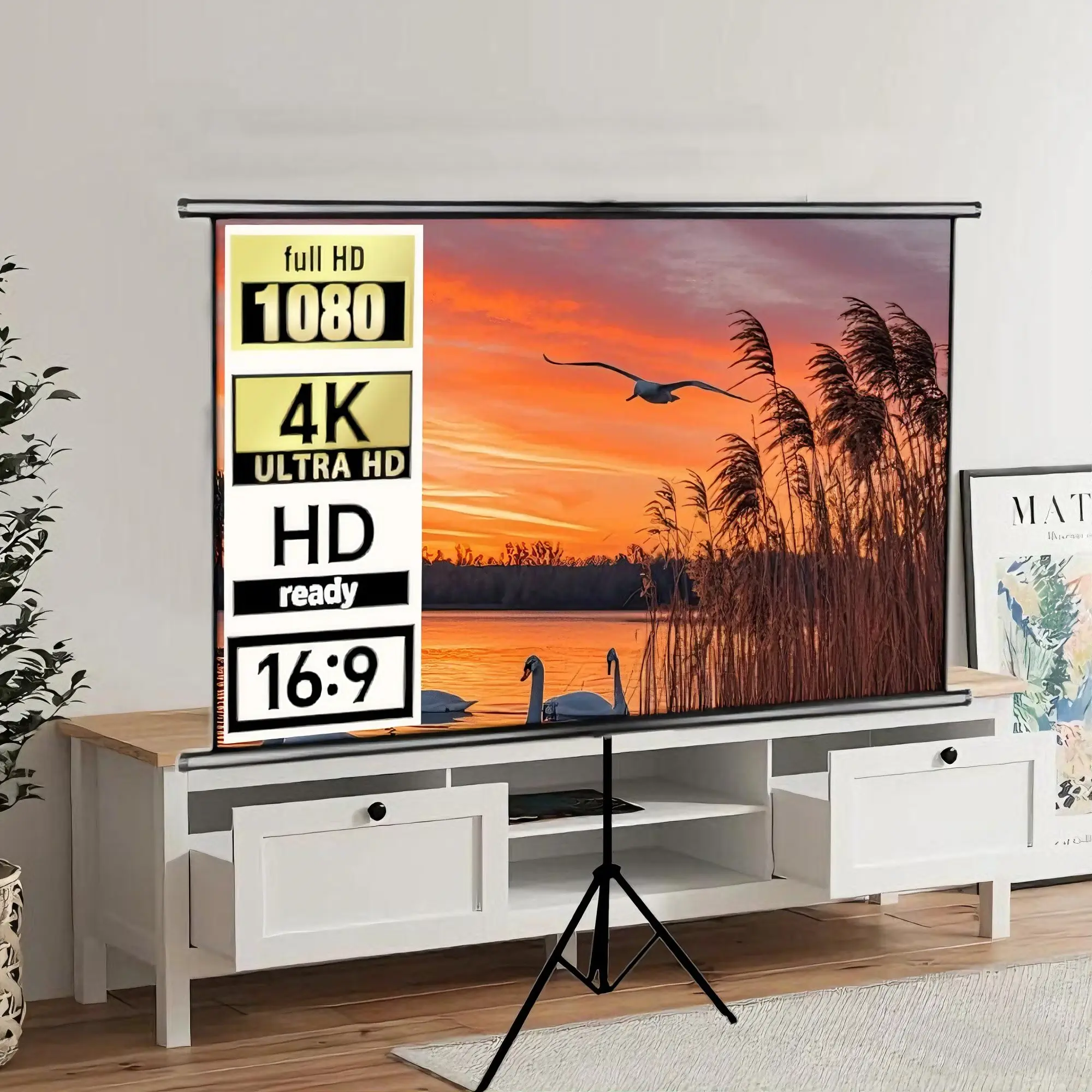 2026 New Projection Screen Stand, Reflective Wall Mount Dual Use, Foldable Portable Outdoor Large Size, HD Projector Screen, Home Cinema HD Movie Screen, Projector Screen With Stand