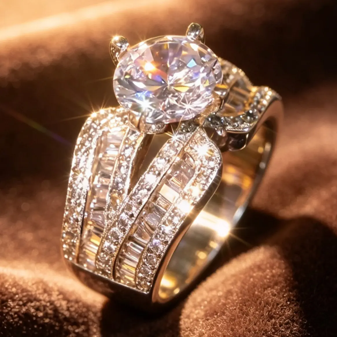 Vintage Palace Style Twisted Arm Shiny Ring for Dinner Party Retro Outfit Temperament Pieces Leaf Promise Ring Marquise Cluster Full Pave Statement Cocktail Ring Valentine’s Day Christmas Thanksgiving Mother’s Day