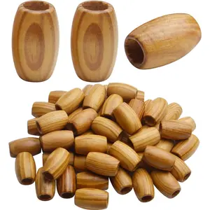 50pcs Natural Large Wooden Spacer Beads Tube Beads Oval Beads Loose Wood Beads with 10mm Large Hole for DIY Jewelry Hair Crafts Making,DIY Jewelry Handmade Decoration Supplies,30×20mm