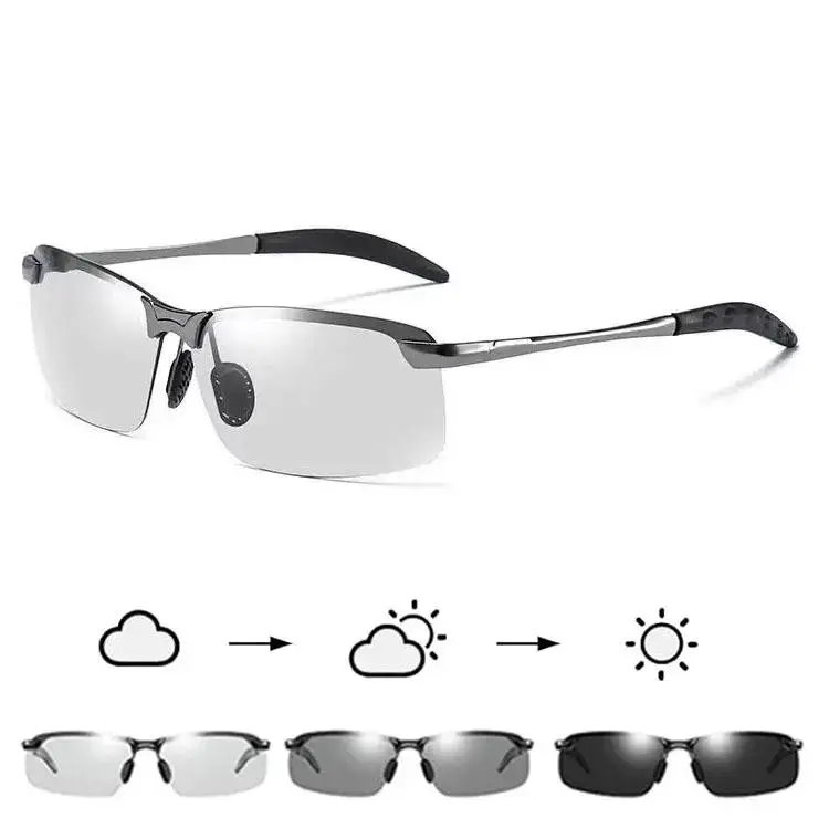Square Photochromic Polarized Sunglasses for Men Women, Windproof Sports Eyewear with UV Protection for Driving and Fishing, Sportive Sunglasses, Face And Eye Protection Sports Eyewear