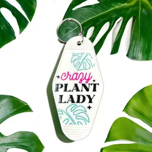 Vintage Motel Keychain Vintage Hotel Keytag Plant Lady Cute Retro Keychain Gift for Plant Lover