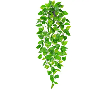 Der Rose 1Pcs 34'' Fake Hanging Plants Artificial Potted Faux Hanging Plants Indoor Pothos Vines for Home Bathroom Bedroom Wall Shelf Decor