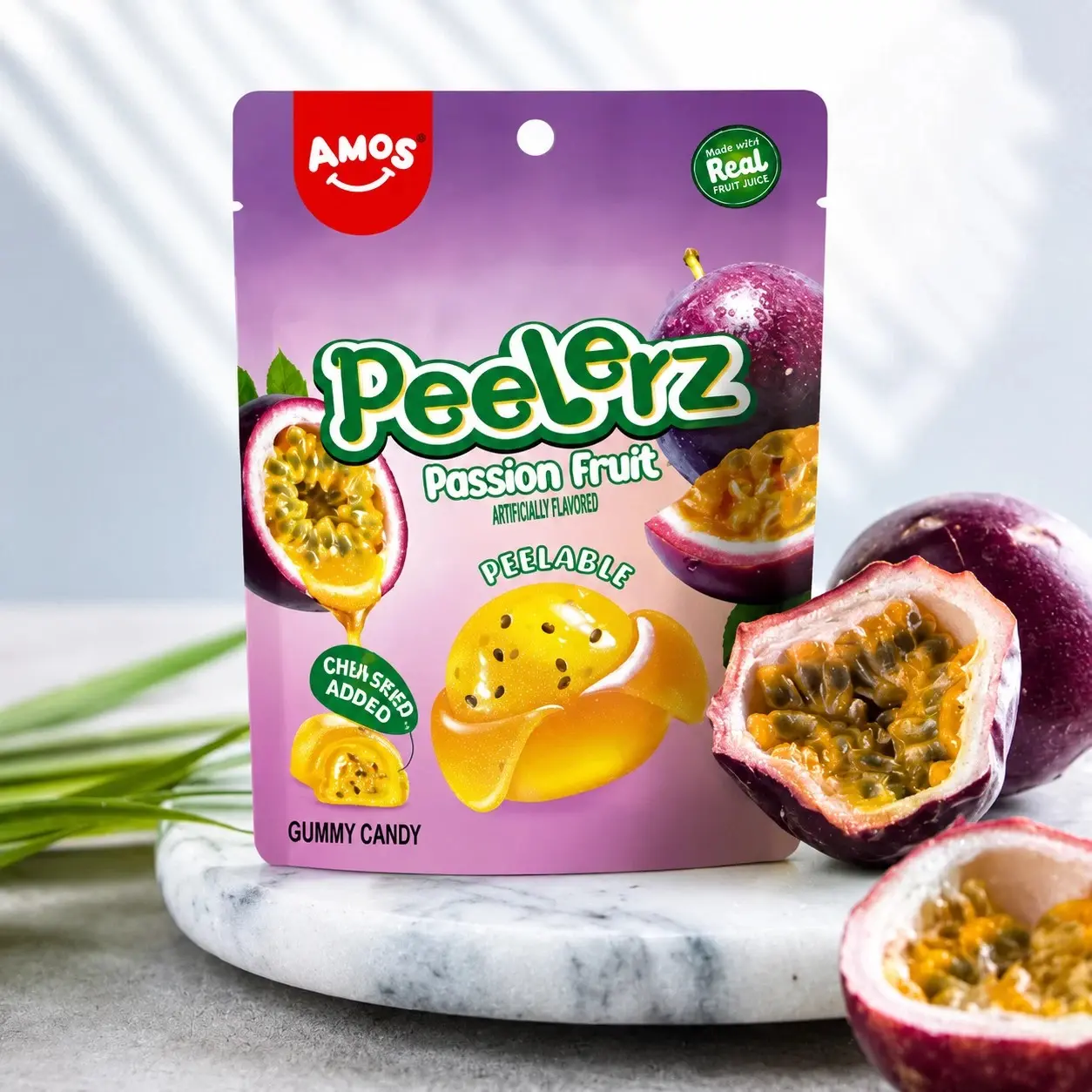 Amos Peelerz Passion Fruit Gummy Candy 6oz Bags | 3, 6, 12 Pack Bulk|Viral TikTok Snack