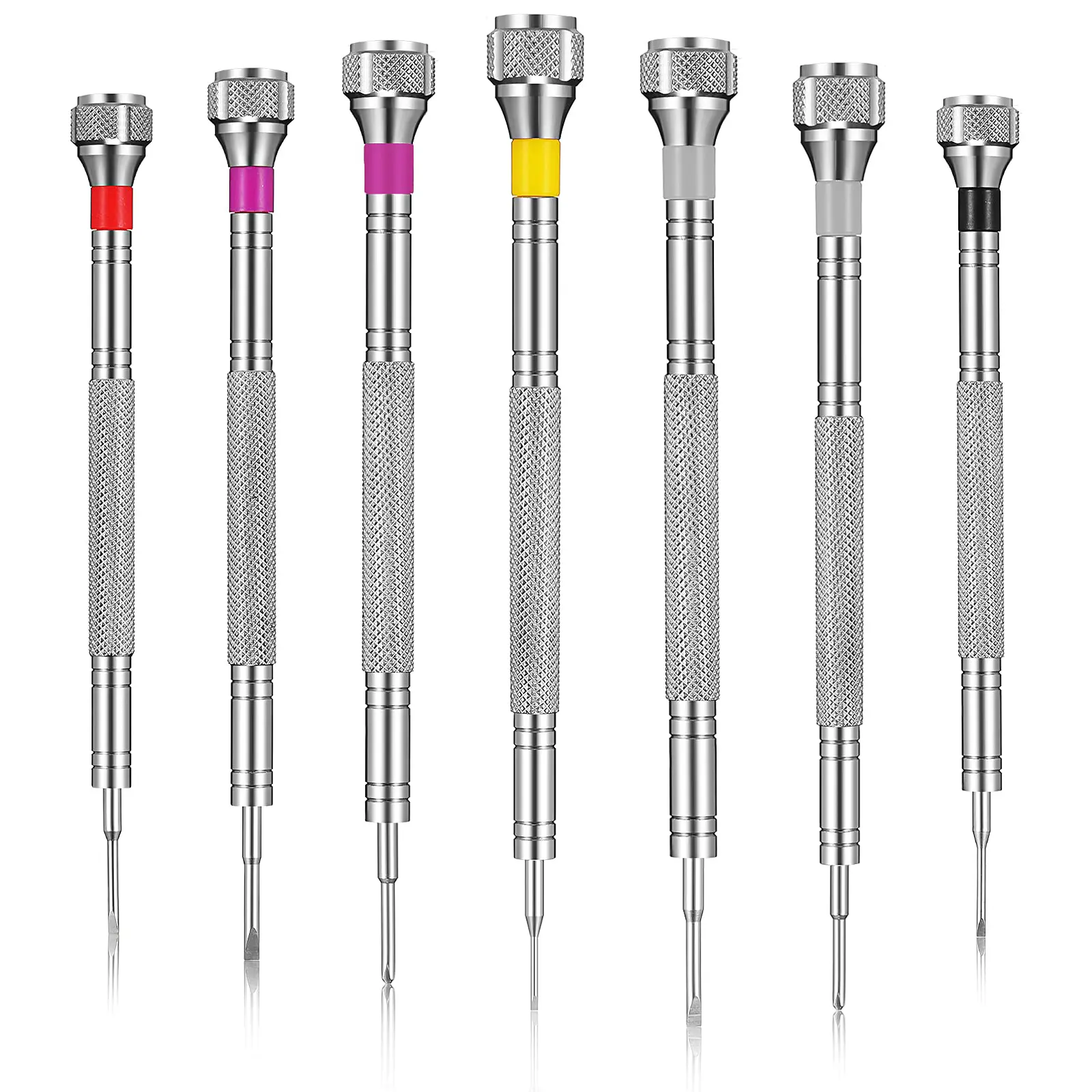 7-Piece Precision Jeweler's Screwdriver Set - 0.8-1.6 mm Flathead & Phillips Micro Screwdrivers with Non-Slip Handle, Mini Repair Tool Kit for Watch, Eyeglasses, Small Precision Device Maintenance