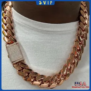 Luxury 18K Gold, Rose Gold & Silver Cuban Link Chain Necklace for Men – Miami Hip Hop Bling Jewelry with Iced-Out Cubic Zirconia Clasp, Non-Tarnish Stainless Steel, 7mm to 22mm Thick, Bold Statement Accessory