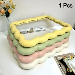 Portable Wave Vanity Mirror, Shaped Floral with Polished Plastic Frame, Compact & Easy to Use, Ideal for Makeup & Travel, Wall-Mountable or Desktop, Wall Mounted Mirror