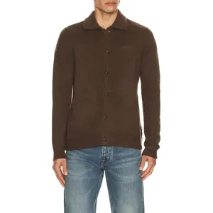 Rhythm Mohair Button Up Knit Cardigan in Chocolate