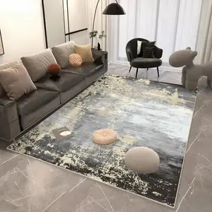 Modern Art Decorative Coffee Table Carpet, Non-slip Soft Floor Mat, Rectangle Home Decorative Carpet for Living Room Bedroom Study Room