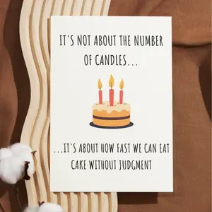 Funny Birthday Cake Card Birthday Gift for Him for Her – 4.25 x 5.5 Inches – Bday Humor Card for Friends, Siblings, Adults, Coworkers  with Kraft Envelope A2 Size Matte Finish Humorous