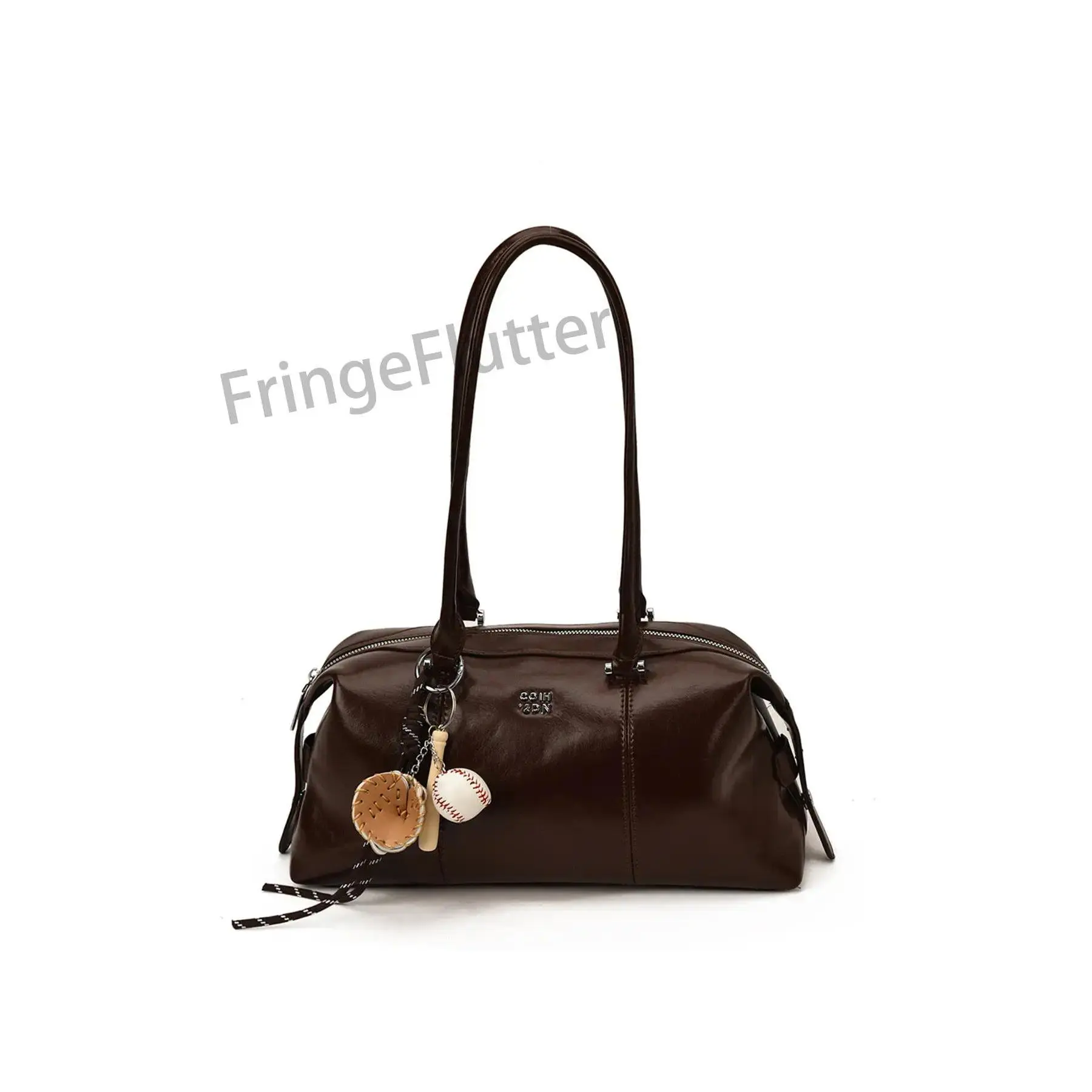 2026 Retro Handheld Pillow Bowling Bag - Textured Underarm Elegant Fashionable Casual Bag with Exquisite Pendant, Multi-Functional Daily Commuter Purse