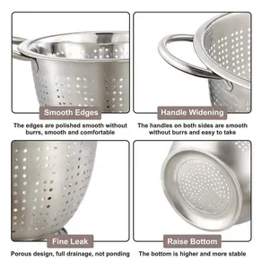 SS 3QT Multi-Use Colander for Straining, Draining & Rinsing Pasta, Fruits or Vegetables