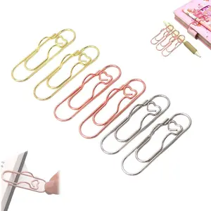 12PCS 3 Colors Heart Pen Clip Metal Pencil Clips Multifunctional Rose Gold Silver Carbon Steel Paperclip, Multifunction Portable Paperclip Pen Pencil Holders for Office School Supplies