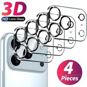 4pcs Tempered Glass Camera Lens Protector for iPhone 17/Air/17 Pro Max/16/16e/15/14/13/12/11/16 Pro Max/15 Pro Max/Plus, Ultra HD, 9H Hardness, Anti-Scratch, Case Friendly, Easy to Install [No Affect on Night Shots]