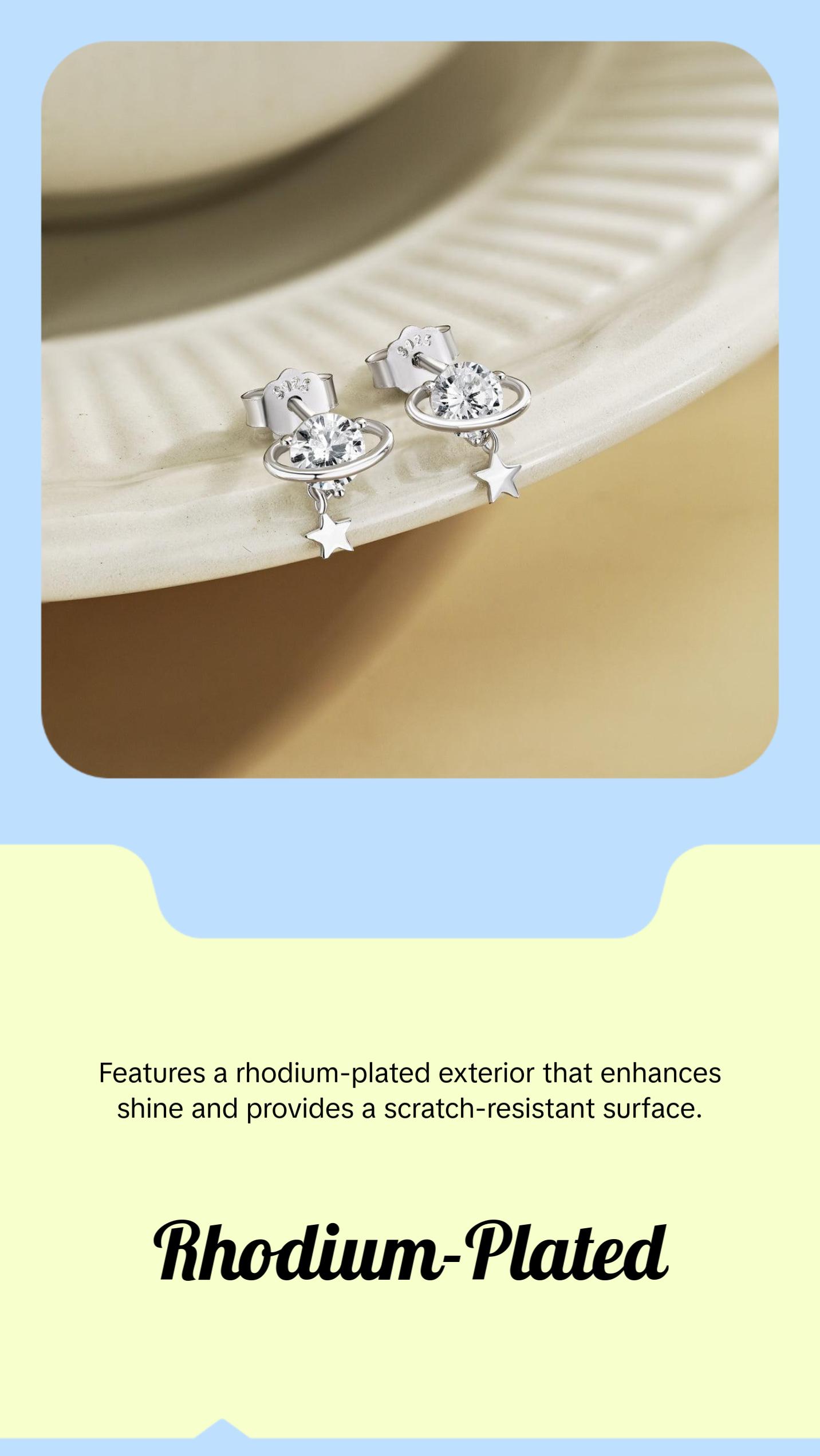 Star Stud Earrings in 925 Sterling Silver for Women