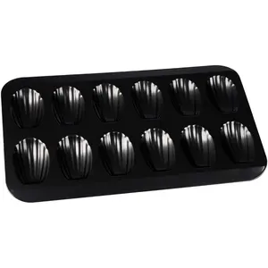 Nonstick Madeleine Pan 12-cup Heavy Duty Shell Shape Baking Cake Mold Tray Black