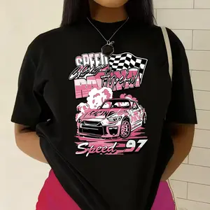 Speed Racing Graphic T-Shirt | Pink Racing Car Design with Speed 97 | Drift and Race Culture Streetwear Tee