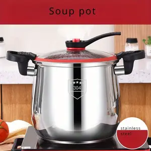 1PC Food Grade Stainless Steel Fast Boiling Pot Large Capacity with Safety Lid Non Stick Soup Pot Quick Simple Cooking Kitchen Essential