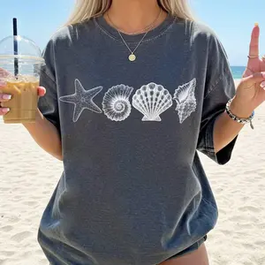 Comfort Colors SeaShell Shirt, Beach Summer Woman Top, Casual Style, Summer Ocean Lover Gift, Cute Sea Animal Tee