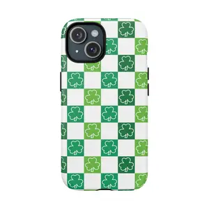 Tough Magnetic Phone Case Checkered Shamrock