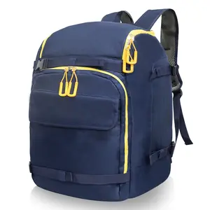 Ski Boot Bag, 50L Ski Boot Travel Backpack for Ski Helmet, Goggles, Gloves, Skis, Snowboard & Accessories (Blue)