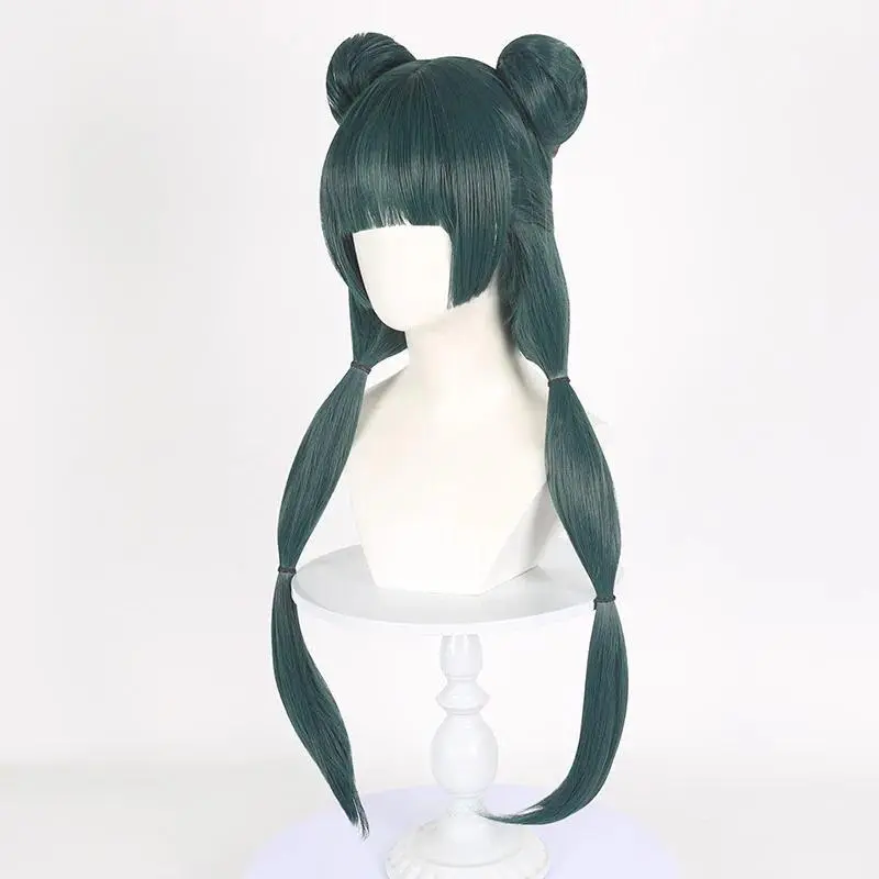 High Quality Maomao Cosplay Wig The Apothecary Diaries Dark Green Heat Resistant Synthetic Hair Party Anime Mao Mao Wigs +WigCap