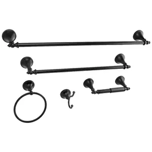 Kingston Brass  Water Onyx 5 Piece Bathroom Hardware Combo, Black