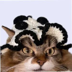 panda cats and dos crochet/ knitted hat for winter, summer, autumn, all seasons and holidays