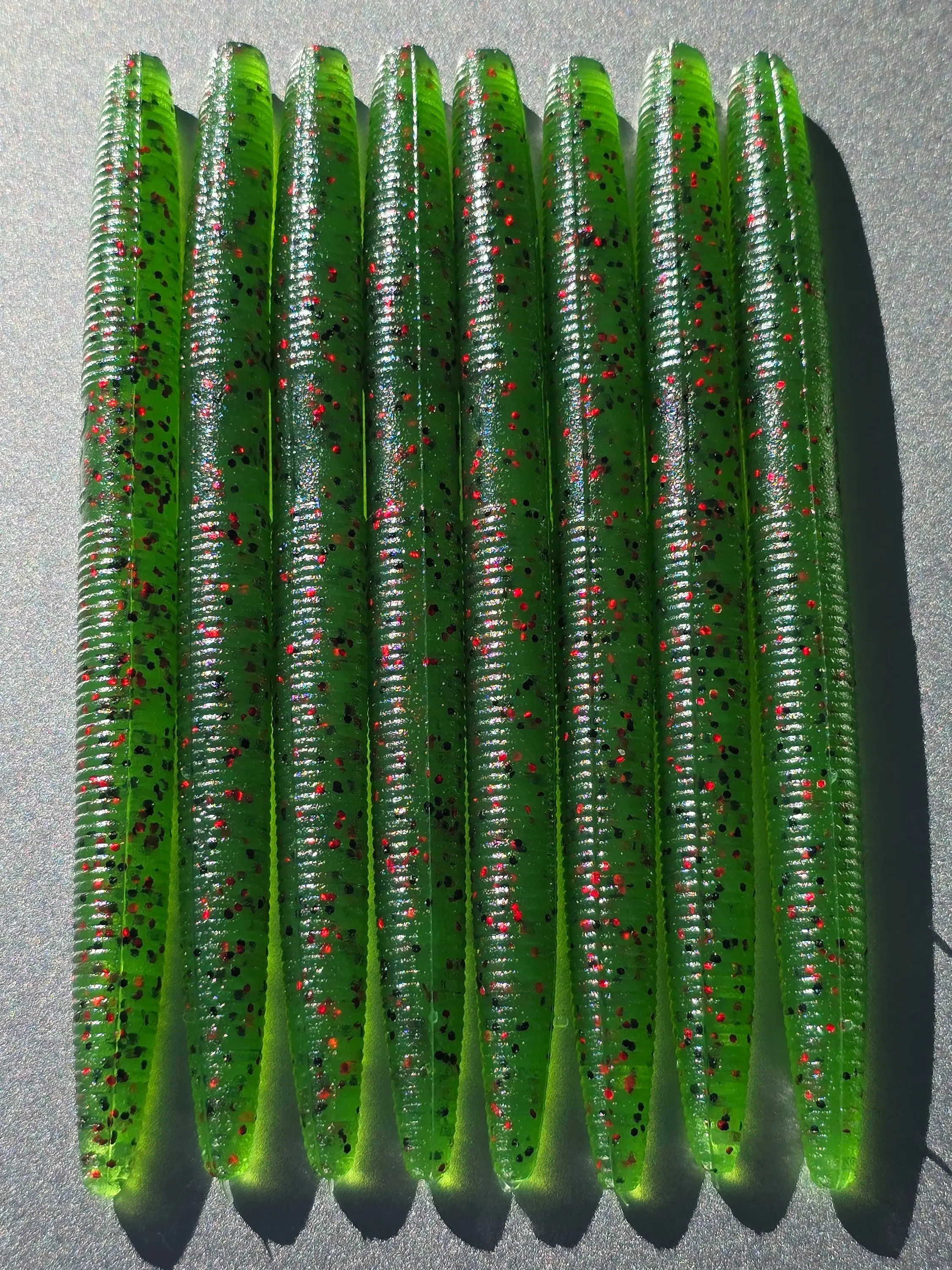 Watermelon Red Flake Senko – 5” Confidence Bait (8ct) Fishing Lures Crappie