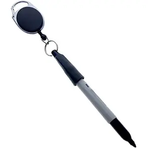 2 Pack - Retractable Pen Reel for Thick Markers & Carpenter Pencils - Carabiner Clip for Apron, Belt Loop or Bag Strap - Great Gift for Baristas - Pen Leash for Nurses (Black)