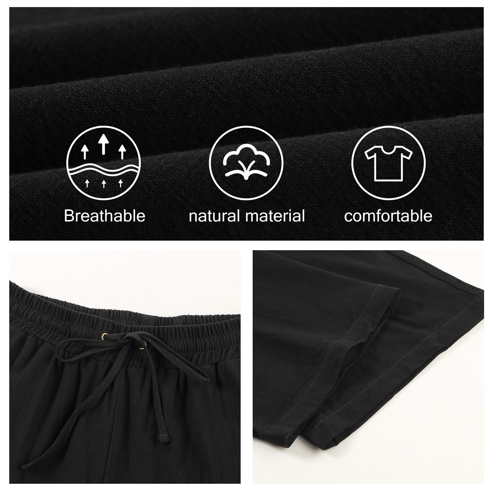 HEEKPEK Women's High-Waist Linen-Cotton Pants - Adjustable Drawstring, Loose-Fit, Side Pockets, Summer Casual SwimWeek Trousers,clothes for back to school,first day of school outfits