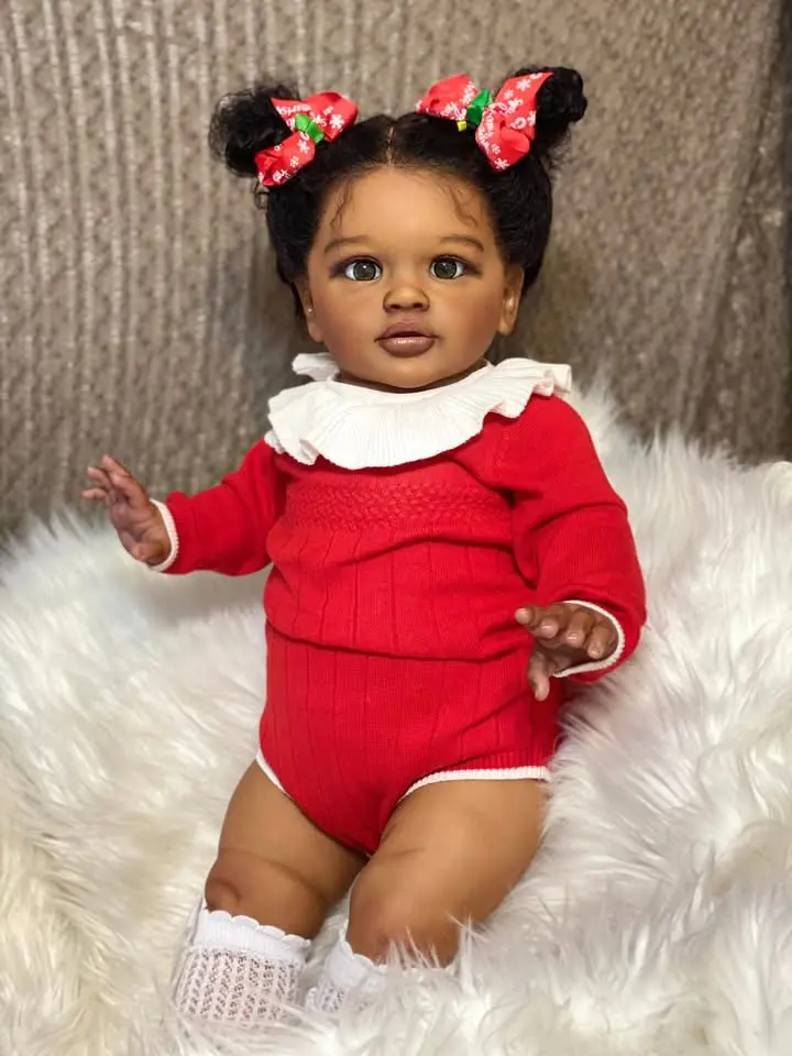 Lifelike Big Reborn Toddler Baby Dolls Black Girl 26 Inch Realistic Black Newborn Real Life Baby Dolls Soft Vinyl & Cloth Body with Rooted Hair Reborn Doll Gift for Kids Ages 3+