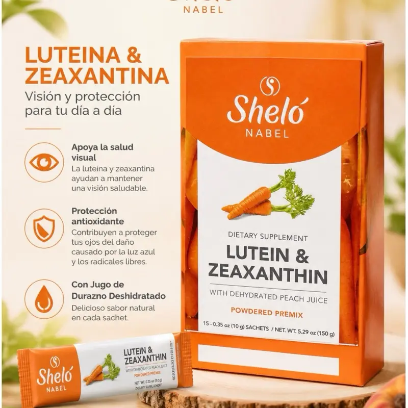Sheló Nabel Lutein & Zeaxanthin Dietary Supplement Peach Flavor 15 Sachets Vitamin