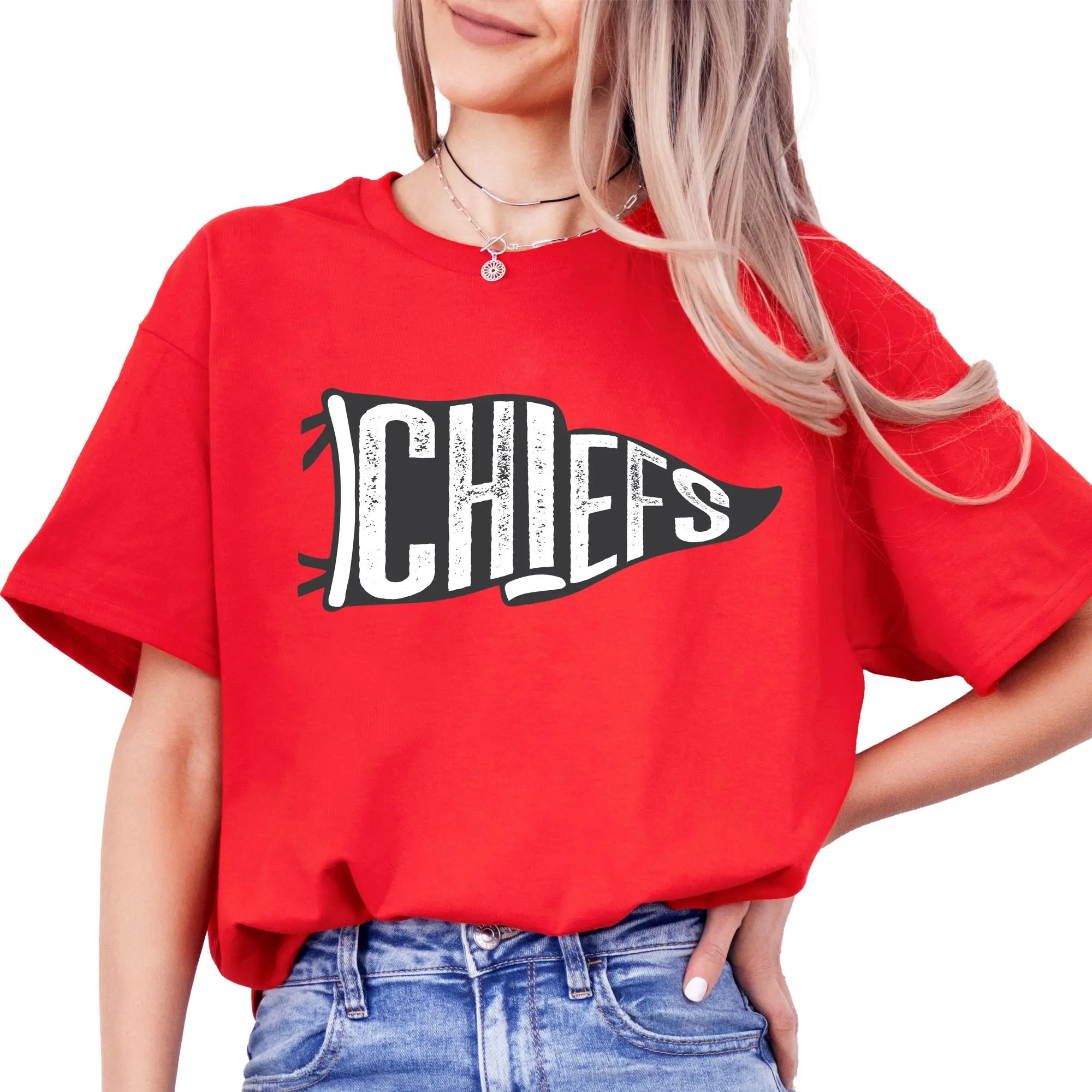 Chiefs Vintage Sports Flag Shirt for Men Women and Teens - Unisex Chiefs Team Mascot Tee - Matching Teacher School T-Shirt - Sports Mom Tee