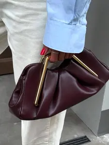 Valentine's Day gift, fashionable retro light luxury cloud bag, Pu Leather Handbag, popular daily commuting handbag, solid color simple and versatile, can store mobile phones and lipstick, suitable for going out for dates, shopping, and shopping