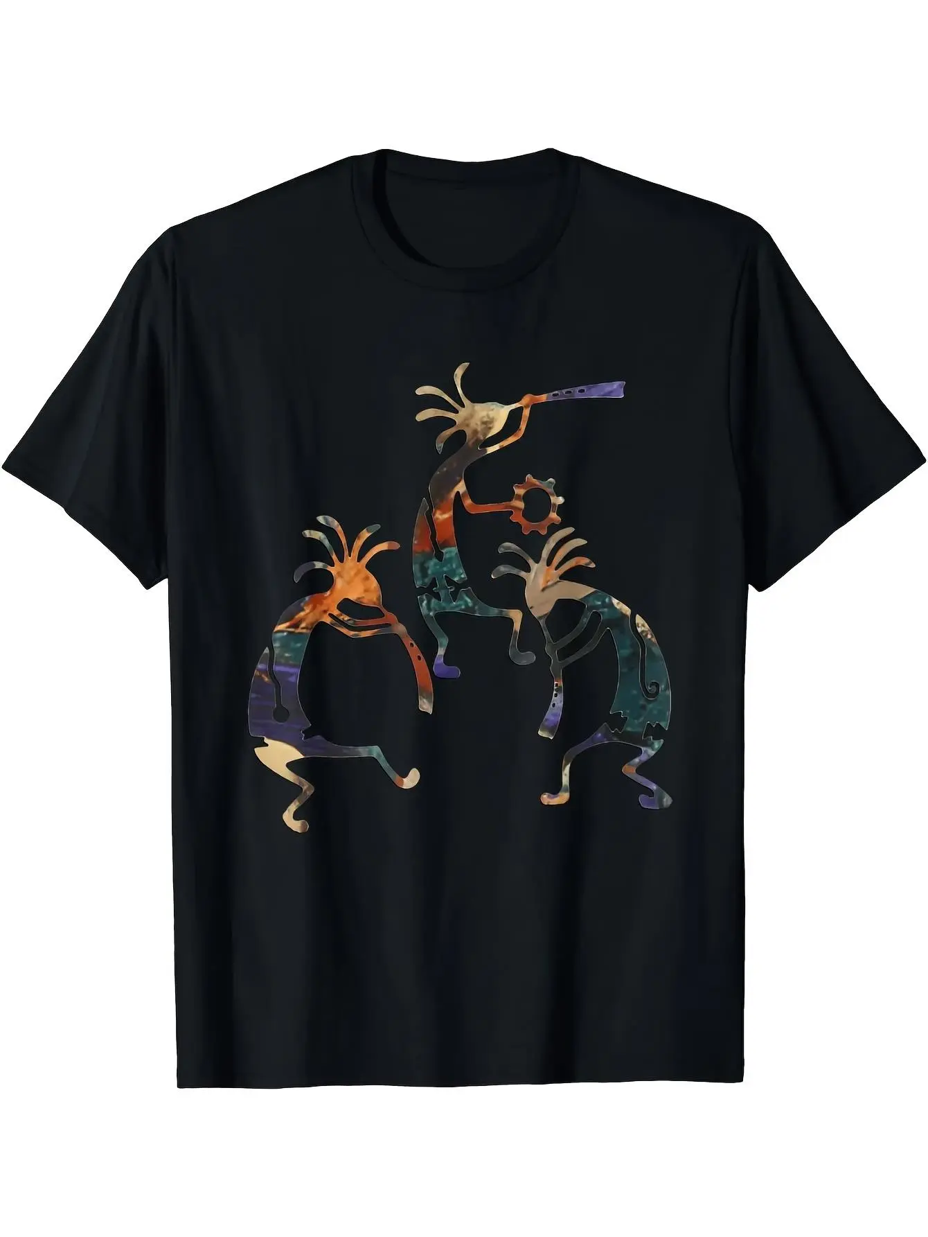 Men's  Women's Tribal Musician Trio Graphic T-Shir unisex soft cotton short sleeve t shirt, vintage graphic casual tee for men women teens, perfect birthday holiday gift for camping travel gym daily street  wear