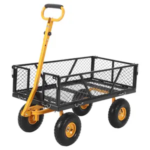 Heavy Duty Steel Garden Cart, 950 LBS Load Capacity Garden Wagon with 10 Inch Tire and 180° Rotating Handle – Towable for ATV/Tractor – Ideal for Yard, Lawn, Farm