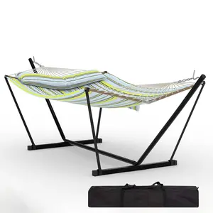 GAOMON 2 Person Outdoor Hammock with Stand, Heavy Duty Portable Double Hammock with Balance Rope, MAX 450 LBS Capacity for Patio, Backyard, Garden, Beach