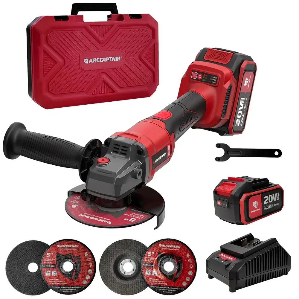 ARCCAPTAIN Angle Grinder Kit, 4-1/2 to 5",【Paddle Switch】9500RPM 1200W Brushless Power Motor Cordless Angle Grinder with 2PCS 4.0AH Batteries, 180°Rotatable Grinder Tool for Cutting/Grinding/Polishing, Holiday Haul, Best Christmas Gift for Men and Dad fat