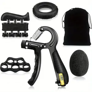 Almost Gone! Grip Strength Trainer(5 Pack) with Finger Exerciser, Hand Grip Strengthener, Finger Stretcher,Grip Ring & Stress Relief Ball for Muscle Building and Injury Recover with Carry Bag