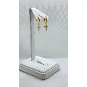 Brand New Brazilian 18k Gold Filled Cross Earrings