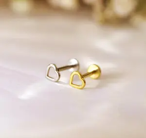 20G/18G/16G Titanium Labret Stud Earring • Flat Back Earrings • Helix Earring • Tragus Earring • Cartilage Earring • Nose Ring • Gold Plated Nose Piercing Studs