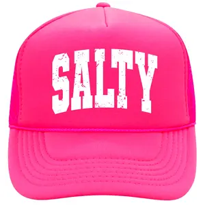 Salty Distressed Design Trucker Hat for Women - Cute Summer Foam Front Adjustable Cap - Beach Trip Mesh Hat - Tropical Vacation Hat