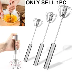 Semi Automatic Mixer Whisk Egg Beater Stainless Steel Manual Hand Mixer Self-Turning Cream Utensils Kitchen Mixer Egg Tools Kitchen Gadgets Automatic Egg Turner
