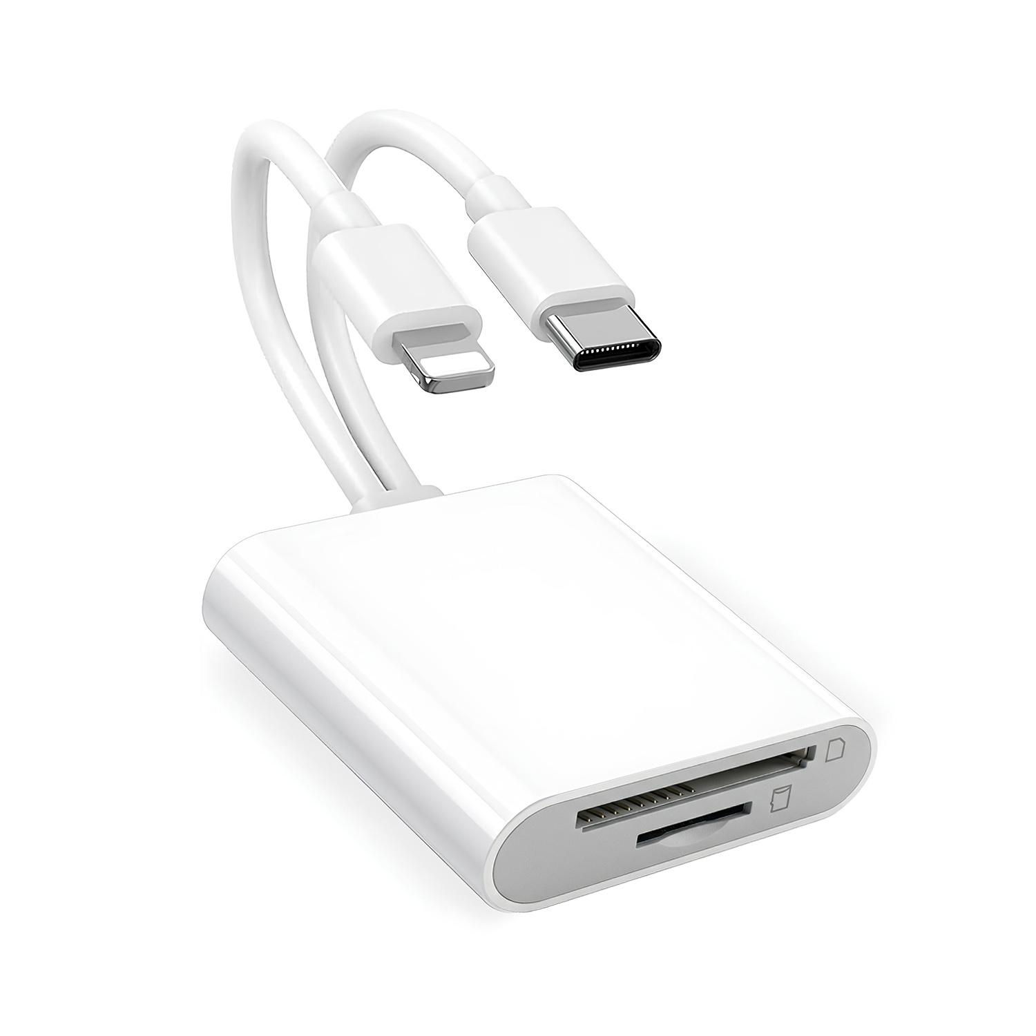 2-in-1 SD Card Reader, Portable and Compact Type-C & Lightning Dual-Slot Memory Card Reader for iPhone, iPad & USB-C Devices, Plug-and-Play Adapter for Gaming and Data Transfer 2-in-1 SD Card Reader, Portable and Compact Type-C & Lightning Dual-Slot Memory Card Reader for iPhone, iPad & USB-C Devices, Plug-and-Play Adapter for Gaming and Data Transfer