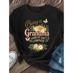 Men's Wear Plus Size, Grandma Theme Women's Short Sleeve, Spring Summer Casual Short Sleeve T-Shirt, Women's Clothing, Women's Apparel, 100% Material, Plus Size Women's Short Sleeve T-Shirt, Available in Sizes 1XL-5XL