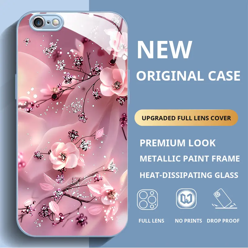 Compatible with IPHONE6 Case, FLORAL LUX GLITTER Aesthetic Pattern Phone Cover, Shockproof Protective Case HNNYHBL-0699