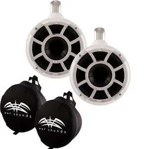Wet Sounds REV 8 Fixed Clamp Tower Speakers with Wet Sounds Suitz speaker Covers - White