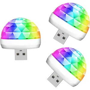 USB Mini Disco Ball Party Lights DJ Stage Strobe Lights Portable LED Car Atmosphere Light for Xmas Stocking Stuffers Parties Karaoke Bar 4 Packs