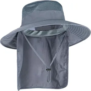 Sun Hats for Men Women Fishing Hat UPF 50+ Breathable Wide Brim Bucket Hats Summer UV Protection Safari Hat with Neck Flap